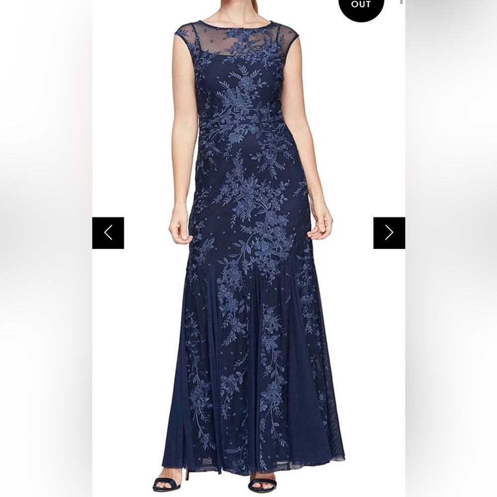 Alex Evenings sleeveless lace navy dress NWT size 6